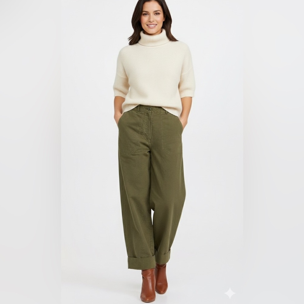 American Vintage Rygybay Pants 100% Organic Cotton Khaki Trousers NWT